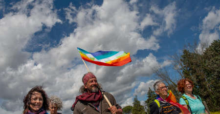 Assisi Italy April 24 2022: March for peace against all war that starts from Perugia and arrives in Assisiのeditorial素材