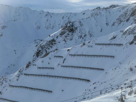Avalanche guards to protect the ski slopeの写真素材