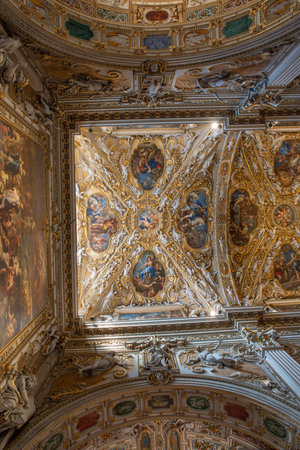 Bergamo Italy September 22, 2022: Frescoed ceiling, Basilica of Santa Maria Maggiore.の写真素材
