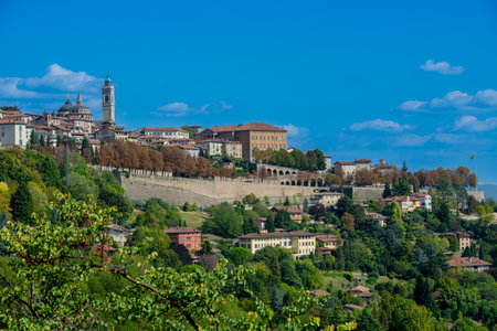 Venetian walls of unesco heritage fortification in Bergamoのeditorial素材