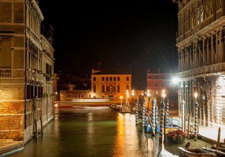 Grand Canal of Venice illuminated at nightのeditorial素材