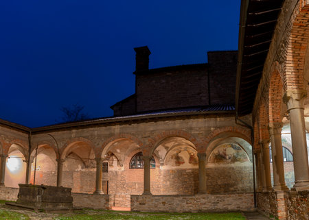 Cloister of the ancient monastery of Bergamoのeditorial素材