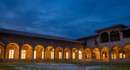 Cloister of the ancient monastery of Bergamoのeditorial素材