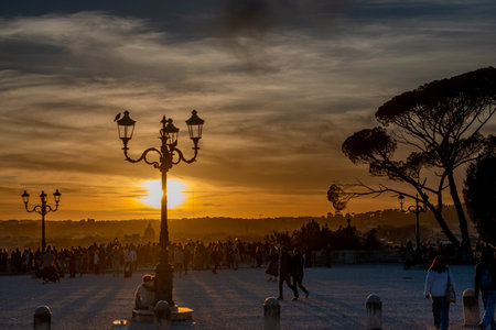 Sunset in Rome seen from Giannicoloの写真素材