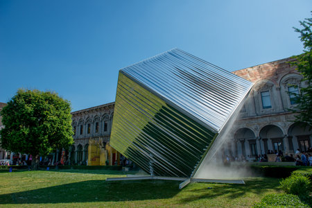 Milan Italy April 19th 2023:State University of Milan with artistic installations for the off-showのeditorial素材