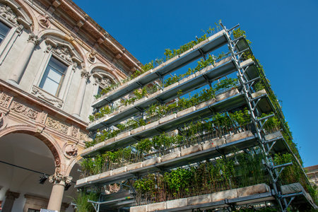 Milan Italy April 19th 2023:State University of Milan with artistic installations for the off-showの写真素材