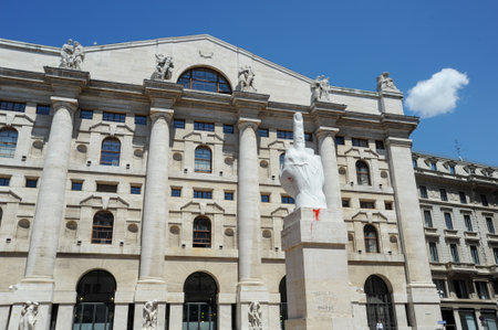 Milan Italy June 13 2013: Palazzo midnight headquarters of the Milan stock exchangeの写真素材