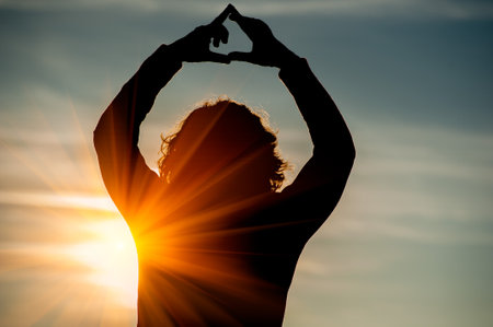 Sun salutation for the new dayの写真素材