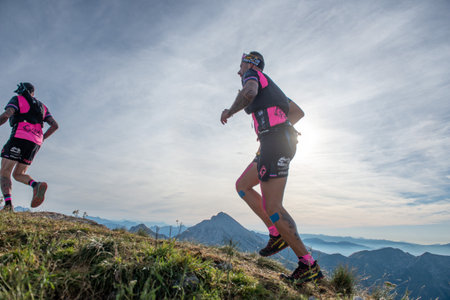 Serina Italy 3 September 2023:Dangerous mountain run for highly trained athletes physically and psychologicallyのeditorial素材