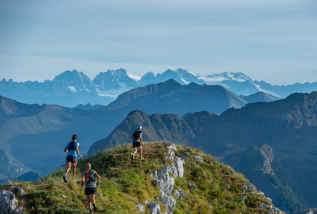 Serina Italy 3 September 2023:Dangerous mountain run for highly trained athletes physically and psychologicallyのeditorial素材