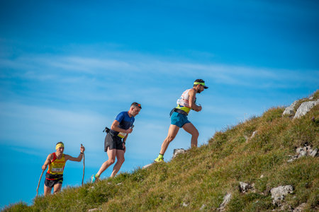 Serina Italy 3 September 2023:Dangerous mountain run for highly trained athletes physically and psychologicallyのeditorial素材