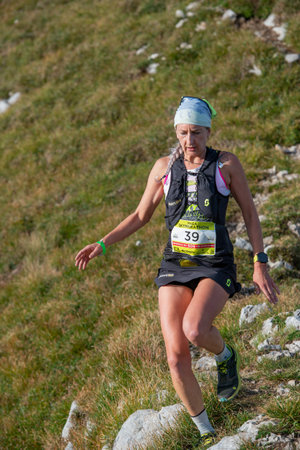 Serina Italy 3 September 2023:Dangerous mountain run for highly trained athletes physically and psychologicallyのeditorial素材