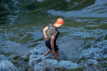 Serina Italy 3 September 2023:Dangerous mountain run for highly trained athletes physically and psychologicallyのeditorial素材