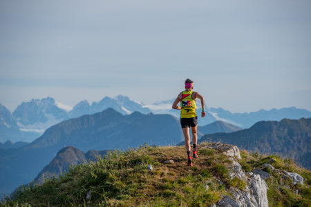 Serina Italy 3 September 2023:Dangerous mountain run for highly trained athletes physically and psychologicallyのeditorial素材