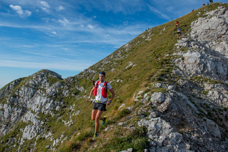Serina Italy 3 September 2023:Dangerous mountain run for highly trained athletes physically and psychologicallyのeditorial素材