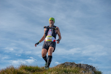 Serina Italy 3 September 2023:Dangerous mountain run for highly trained athletes physically and psychologicallyのeditorial素材