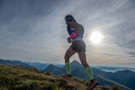 Serina Italy 3 September 2023:Dangerous mountain run for highly trained athletes physically and psychologicallyのeditorial素材