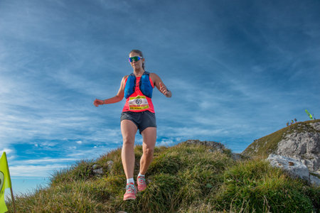 Serina Italy 3 September 2023:Dangerous mountain run for highly trained athletes physically and psychologicallyのeditorial素材