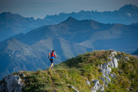 Serina Italy 3 September 2023:Dangerous mountain run for highly trained athletes physically and psychologicallyのeditorial素材