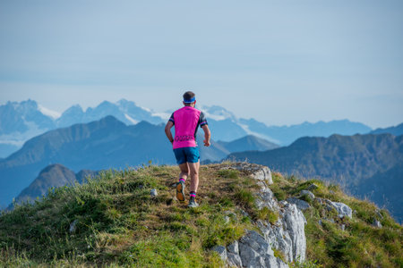 Serina Italy 3 September 2023:Dangerous mountain run for highly trained athletes physically and psychologicallyのeditorial素材