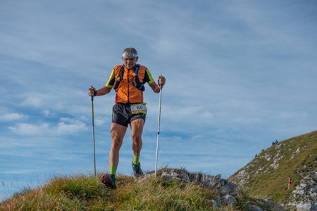 Serina Italy 3 September 2023:Dangerous mountain run for highly trained athletes physically and psychologicallyのeditorial素材