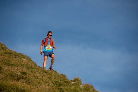 Serina Italy 3 September 2023:Dangerous mountain run for highly trained athletes physically and psychologicallyのeditorial素材