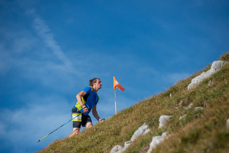 Serina Italy 3 September 2023:Dangerous mountain run for highly trained athletes physically and psychologicallyのeditorial素材