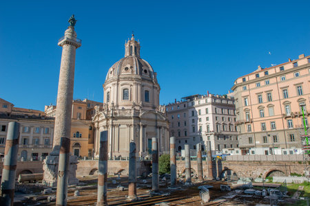 Rome Italy 15 March 2023:Archaeological site of the Imperial forums of Romeのeditorial素材