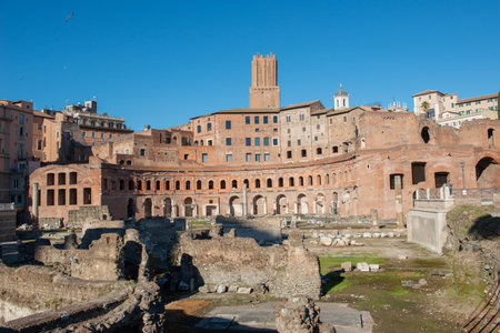 Rome Italy 15 March 2023:Archaeological site of the Imperial forums of Romeのeditorial素材