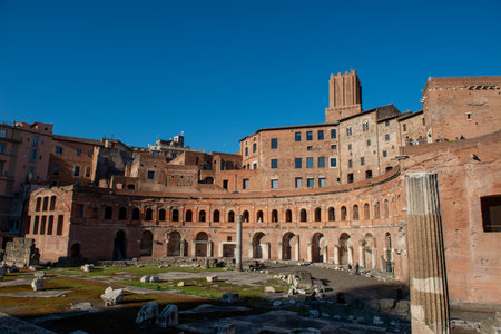 Rome Italy 15 March 2023:Archaeological site of the Imperial forums of Romeのeditorial素材