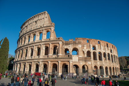 Rome Italy March 15 2023: Colosseum, originally known as the Flavian Amphitheater . Located in the...