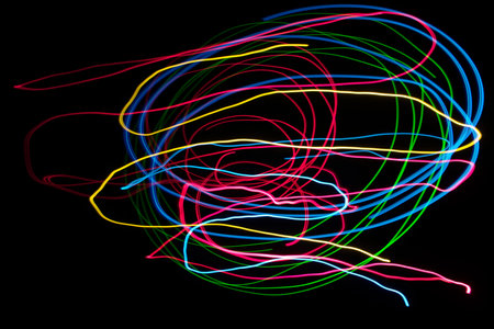 Stripes of light with rainbow colorsの写真素材