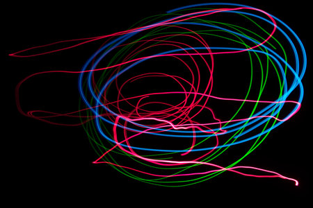 Stripes of light with rainbow colorsの写真素材