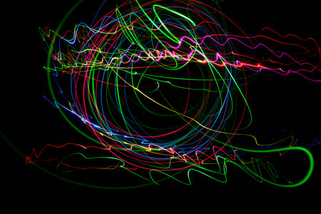 Stripes of light with various colorsの写真素材