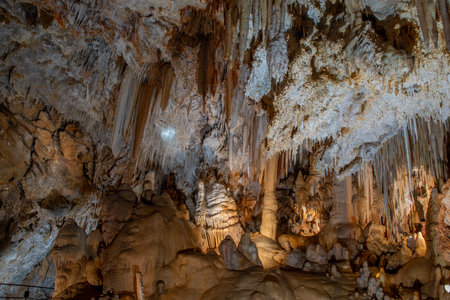 Verizzi Italy 19 April 2024: Illuminated interior of the Borgo Verizzi caves