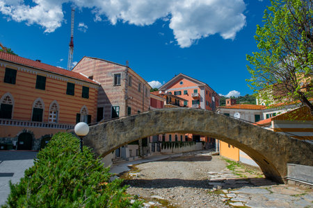 Roman style pedestrian bridge in Noliの写真素材