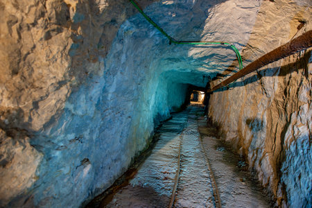 Inside the mine where precious minerals are extractedの写真素材