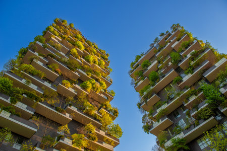 Milan Italy 14April2025: The Bosco Verticale is the prototype building of a new architecture of biodiversity, which places at the center not only man, but the relationship between man and other living speciesの写真素材