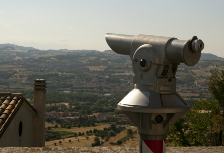 telescope to observe the sceneの写真素材