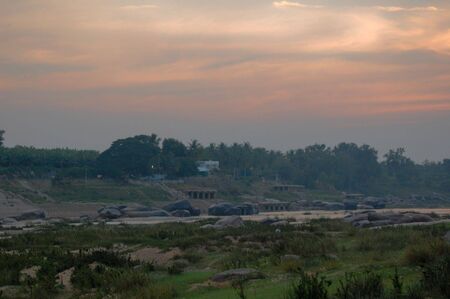 sunset in Hampiの写真素材