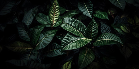 Green leaves background. Tropical leaf pattern. Green leaves texture background.の素材