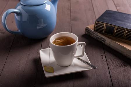 tea break during the studyの写真素材
