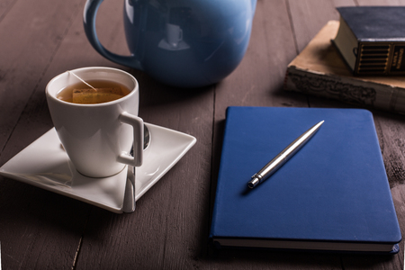 tea break during the studyの写真素材