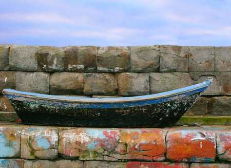 The painted boat at  paintingの写真素材