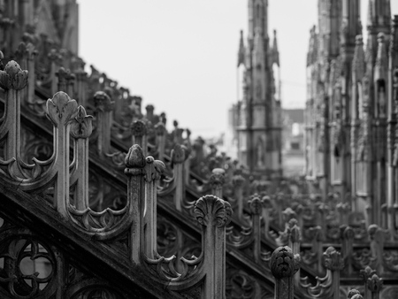 Pillars on top of Milan Cathedralの写真素材