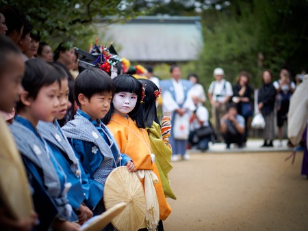 Children at Kitano Tenmangu Shrineのeditorial素材