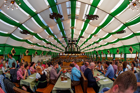 Munich, Germany - September 21: Tent on the Oktoberfest on September 21, 2015 in Munich, Germany.のeditorial素材