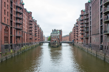 Old building in the Hafencity Warehouse district in Hamburgの写真素材