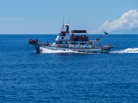 Hualien, Taiwan - September 22, 2018: A whale watching boat with tourists.のeditorial素材