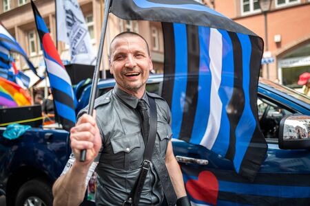Frankfurt, Germany - July 20, 2019: People are celebrating at the Christopher Street Day in Frankfurt.のeditorial素材